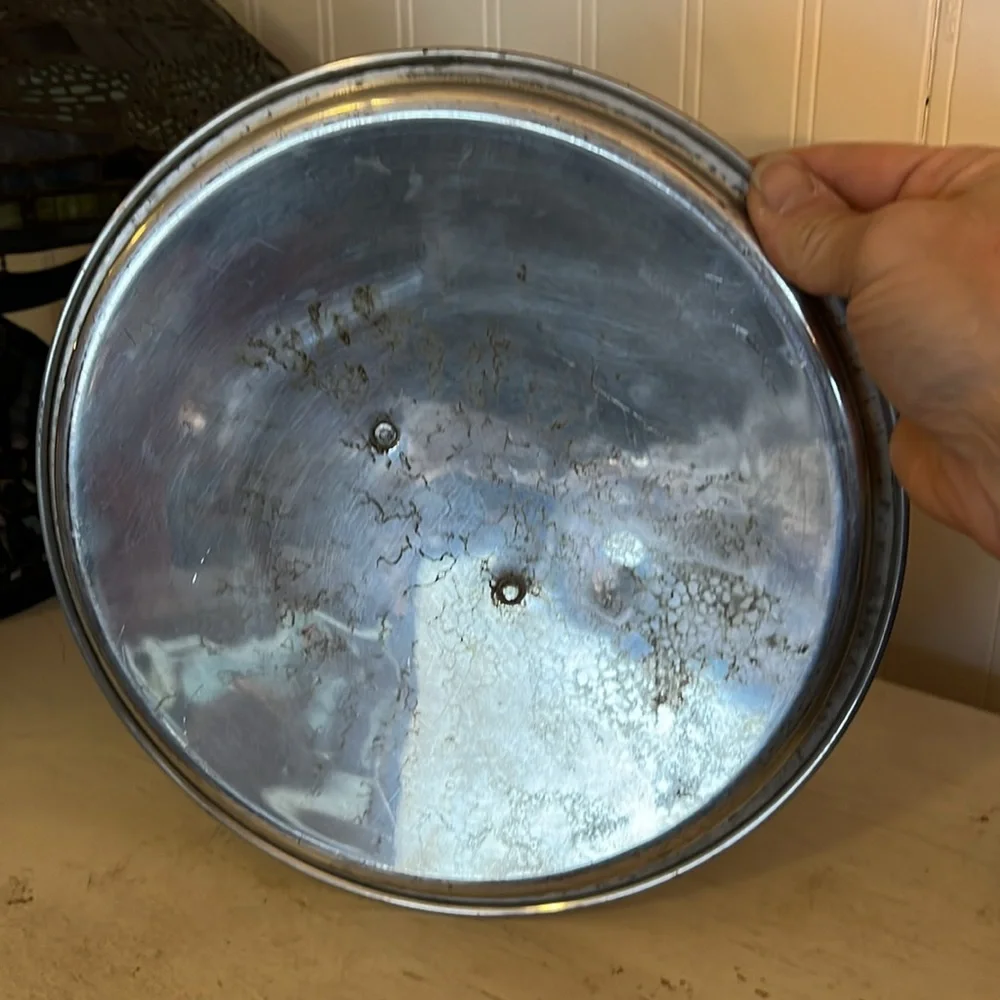 Vintage copper & brass tin lined pan pot lid 10.5” diameter